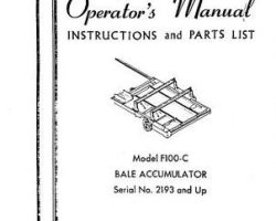 Farmhand 1PD740466 Operator Manual - F100-C Bale Accumulator (eff sn 2193, 1966)