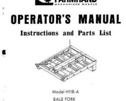 Farmhand 1PD7451271 Operator Manual - H118-A Bale Fork (1971)