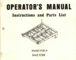 Farmhand 1PD745174 Operator Manual - H118-A Bale Fork (1974)