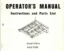 Farmhand 1PD745371 Operator Manual - H118-A Bale Fork (1971)