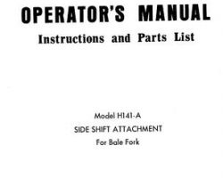 Farmhand 1PD747568 Operator Manual - H141-A Side Shift Attachment (for bale fork, 1968)