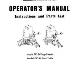 Farmhand 1PD800168 Operator Manual - F81-D Drop Feeder / F82-D Plain Table Feedmaster (1968)