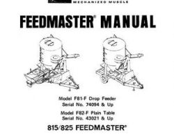 Farmhand 1PD800177 Operator Manual - F81-F Drop Feeder (eff 74094) / F82-F Plain Table (eff 43021)