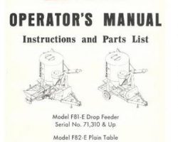 Farmhand 1PD800273 Operator Manual - F81-E Drop Feeder (eff 71310) / F82-E Plain Table (eff 42357)