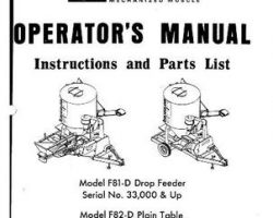 Farmhand 1PD800669 Operator Manual - F81-D Drop Feeder (eff 33000) / F82-D Plain Table (eff 40500)