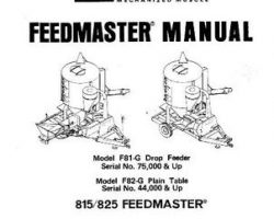 Farmhand 1PD800677 Operator Manual - F81-G Drop Feeder (eff 75000) / F82-G Plain Table (eff 44000)