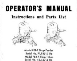 Farmhand 1PD800973 Operator Manual - F81-F Drop Feeder (eff 71935) / F82-F Plain Table (eff 42457)