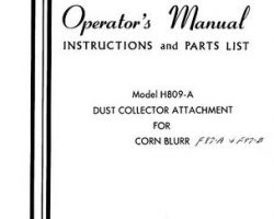 Farmhand 1PD808866 Operator Manual - H809-A Dust Collector (attach., F87-A & F87-B Corn Blurr, 1966)