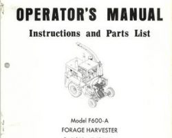 Farmhand 1PD812570 Operator Manual - F600-A Forage Harvester (eff sn 680, 1970)