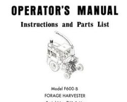 Farmhand 1PD812573 Operator Manual - F600-B Forage Harvester (1973)