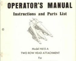 Farmhand 1PD818669 Operator Manual - H615-A Head Attachment (2 row, for F600-A, prior sn 632, 1969)