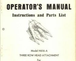 Farmhand 1PD819572 Operator Manual - H616-A Head Attachment (3 row, for F600-A, eff sn 694)