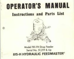 Farmhand 1PD820973 Operator Manual - F81-FH 815-H Drop Feeder Feedmaster (hydraulic, eff sn 51219)