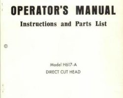 Farmhand 1PD821371 Operator Manual - H617-A Direct Cut Head (1971)