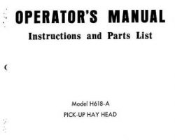 Farmhand 1PD822271 Operator Manual - H618-A Pick up Head (hay, 1971)