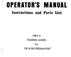 Farmhand 1PD823671 Operator Manual - H813-A Folding Auger (for F81 & F82 Feedmaster, 1971)