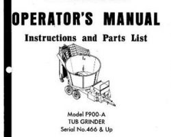 Farmhand 1PD825774 Operator Manual - F900-A Tub Grinder (eff sn 466, 1974)