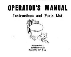 Farmhand 1PD825875 Operator Manual - F900-A Tub Grinder (eff sn 721, 1975)