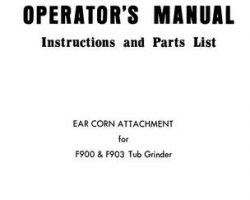 Farmhand 1PD8261172 Operator Manual - F900 / F903 Tub Grinder (ear corn attachment, 1972)