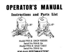 Farmhand 1PD830774 Operator Manual - F901-B Drop Feeder (eff sn 966) / F902-B Bale Table (eff sn 336)