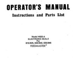 Farmhand 1PD833376 Operator Manual - H820-A Electronic Scale (815/825/830/840/835/845 Feedmaster, '76)