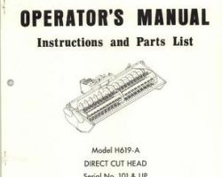 Farmhand 1PD836572 Operator Manual - H619-A Direct Cut Head (eff sn 101, 1972)