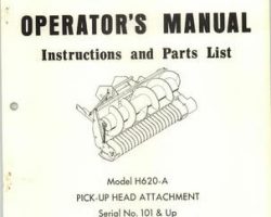 Farmhand 1PD837472 Operator Manual - H620-A Pick Up Head (attachment, eff sn 101, 1972)