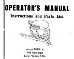 Farmhand 1PD841275 Operator Manual - F890-A Tub Grinder (eff sn 126, 1975)
