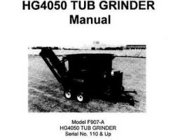 Farmhand 1PD898895 Operator Manual - HG4050 Tub Grinder (F907-A, eff sn 110, 1995)