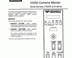 Operator's Manual for Versatile Harvesting equipment model V2000
