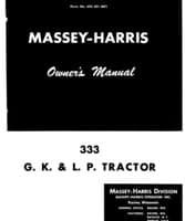 Massey-Harris 694401M91 Operator Manual - 333 Tractor (gas/ kerosene/ LP gas)