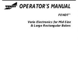 Fendt 700722402A Operator Manual - Vario Electronics for Mid-Size & Large Rectangular Balers