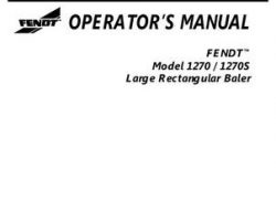 Fendt 700722646B Operator Manual - 1270 / 1270S Baler
