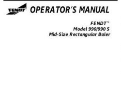 Fendt 700723534C Operator Manual - 990 / 990S Baler (sn 'HR' & prior)