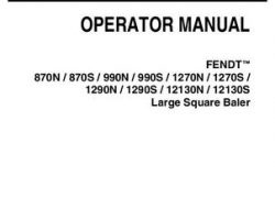 Fendt 700735021E Operator Manual - 870 / 990 / 1270 / 1290 / 12130 Baler