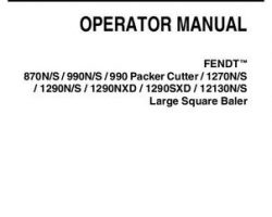 Fendt 700737947E Operator Manual - 990 Packer Cutter / 1290N/S XD Big Square Baler