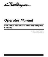 Challenger 700744639B Operator Manual - 540C / 560C Combine (eff sn EHCxx501, 2014)