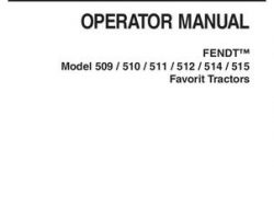 Fendt 72317858 Operator Manual - 509 / 510 / 511 / 512 / 515 Favorit Tractor