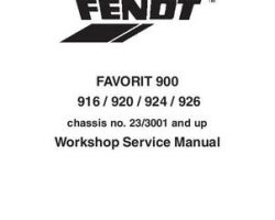 Fendt 72420440 Service Manual - 916 / 920 / 924 / 926 Favorit Tractor (chassis eff xx/23/3001)