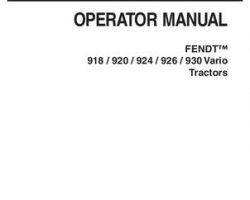 Fendt 72433442 Operator Manual - 918 / 920 / 924 / 926 / 930 Vario Tractor
