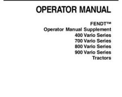 Fendt 72451532 Operator Manual - 409 / 410 / 411 / 412 / 712 / 714 / 716 Tractor (supplement)