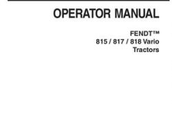 Fendt 72454317 Operator Manual - 815 / 817 / 818 Vario Tractor (later, No Am)