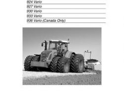 Fendt 72456409 Operator Manual - 922 / 924 / 927 / 930 / 933 / 936 Vario Tractor (prior to 3501)