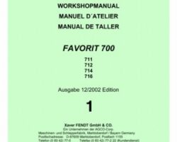 Fendt 72478574 Service Manual - 711 / 712 / 714 / 716 Favorit Tractor (700 series, 2002)