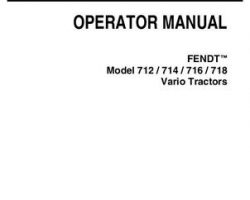 Fendt 72488935 Operator Manual - 712 / 714 / 716 / 718 Tractor (eff sn 0101, non CE)