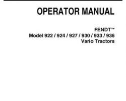 Fendt 72488939 Operator Manual - 922 / 924 / 927 / 930 / 933 / 936 Vario Tractor