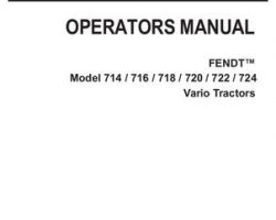 Fendt 72497943 Operator Manual - 714 / 716 / 718 / 720 / 722 / 724 Tractor (eff sn 0101716)