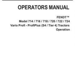 Fendt 72615982 Operator Manual - 714 716 718 720 722 724 Tractor (No Am, S4 tier 4, operation)
