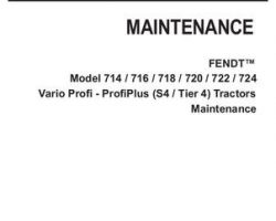Fendt 72615984 Operator Manual - 714 716 718 720 722 724 Tractor (No Am, S4 tier 4, maintenance)