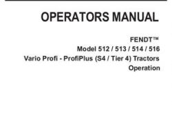 Fendt 72618512 Operator Manual - 512 / 513 / 514 / 516 Tractor (No Am, S4 tier 4, operation)